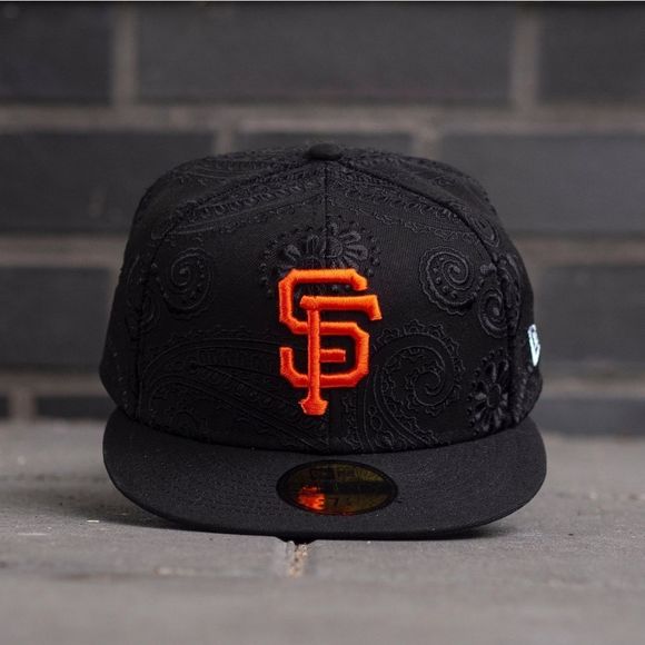 New Era 59Fifty San Francisco Giants Swirl Fitted Hat Black Orange Bandana 7 3/8 - Picture 2 of 14